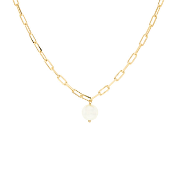 Collar con cadena y perla acabado artesanal chapado oro 18K