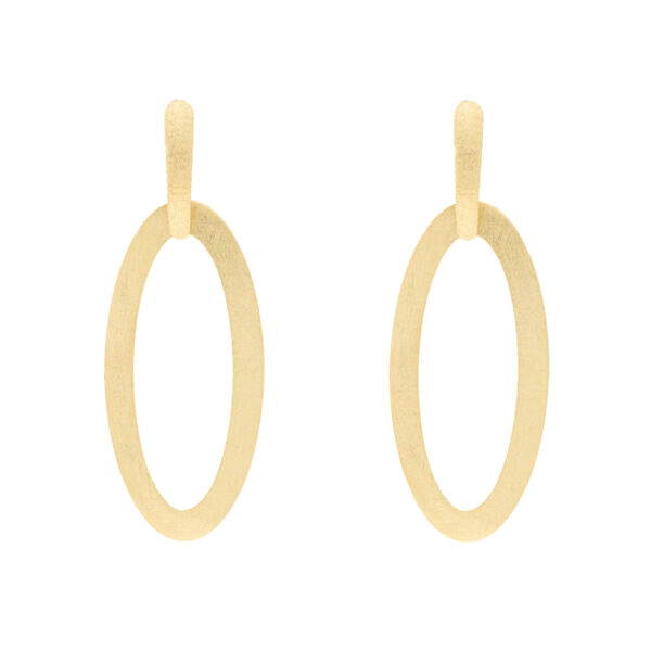 Pendiente ovalado chapado oro 18K acabado artesanal