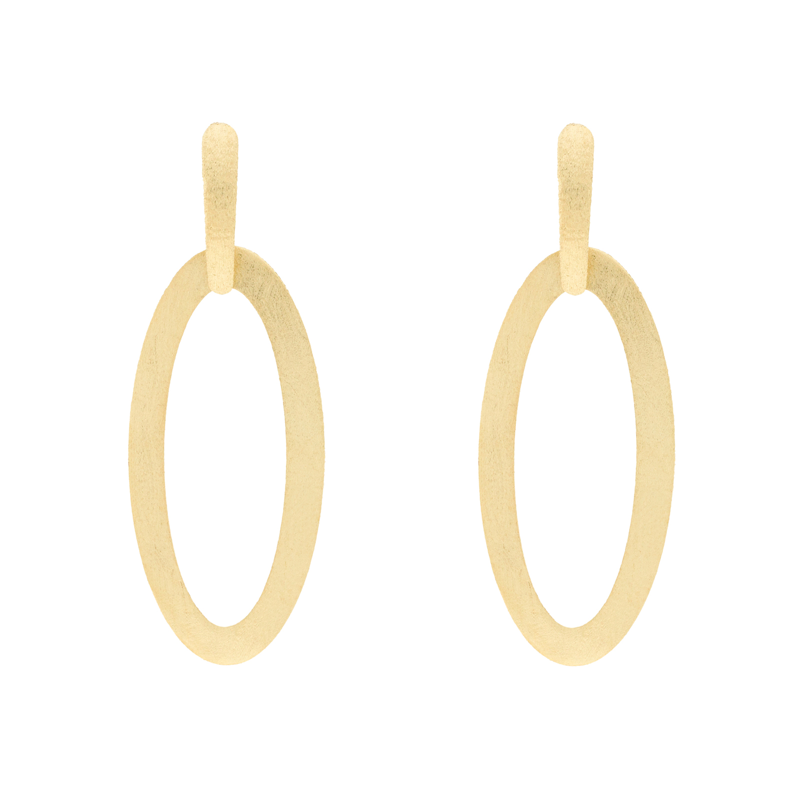 Pendiente ovalado chapado oro 18K acabado artesanal