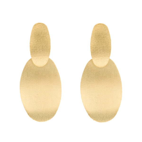 2 pieces oval earring with handmade 18K gold plated finish