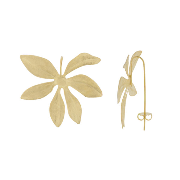 PENDIENTE HOJA DE SELVA CHAPADO ORO ARTESANAL