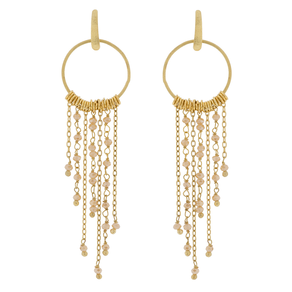 PENDIENTES ROMA CHAPADO ORO ARTESANAL Y CRISTAL
