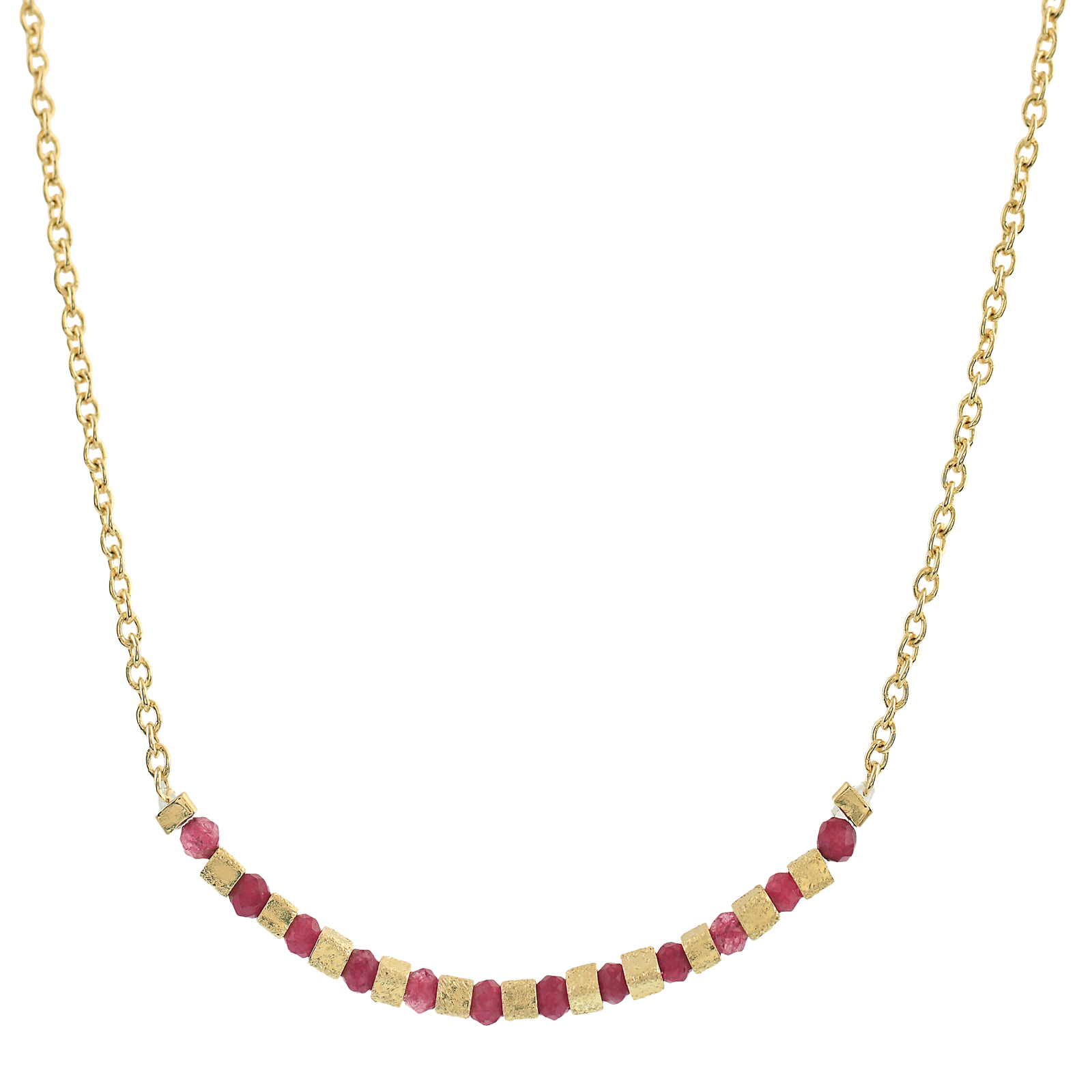 COLLAR CON PIEDRAS Y CHAPADO ARTESANAL