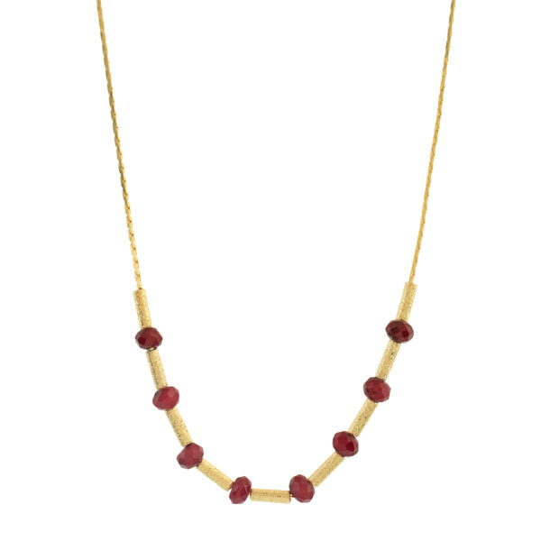 COLLAR ROJO CON BOLAS DE JADE