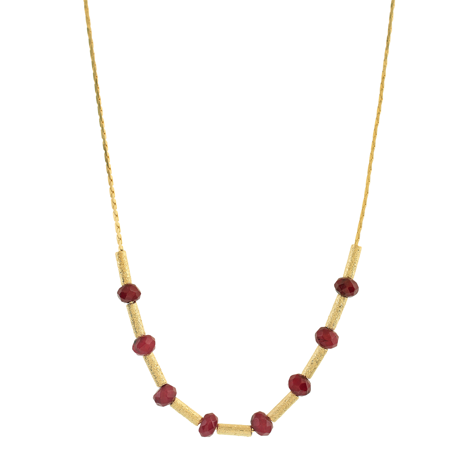 COLLAR ROJO CON BOLAS DE JADE