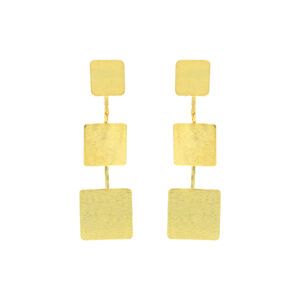 SQUARE EARRING ARTISANAL GOLD PLATED
