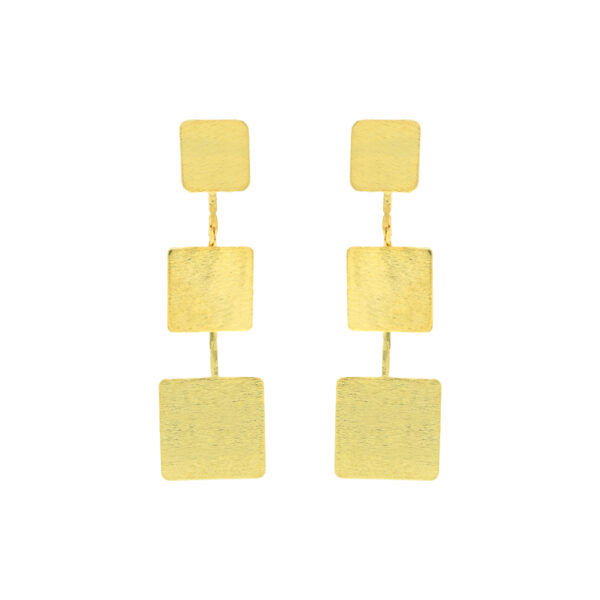 SQUARE EARRING ARTISANAL GOLD PLATED
