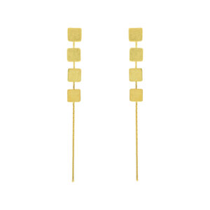 SQUARE EARRING ARTISANAL GOLD PLATED