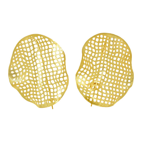 LATTICE EARRING 40X 45 ARTISANAL GOLD PLATED