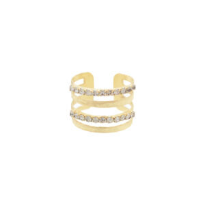 4-Way Universal Ring with Rhinestones Thin Earring with 18K Gold Plated Rhinestones