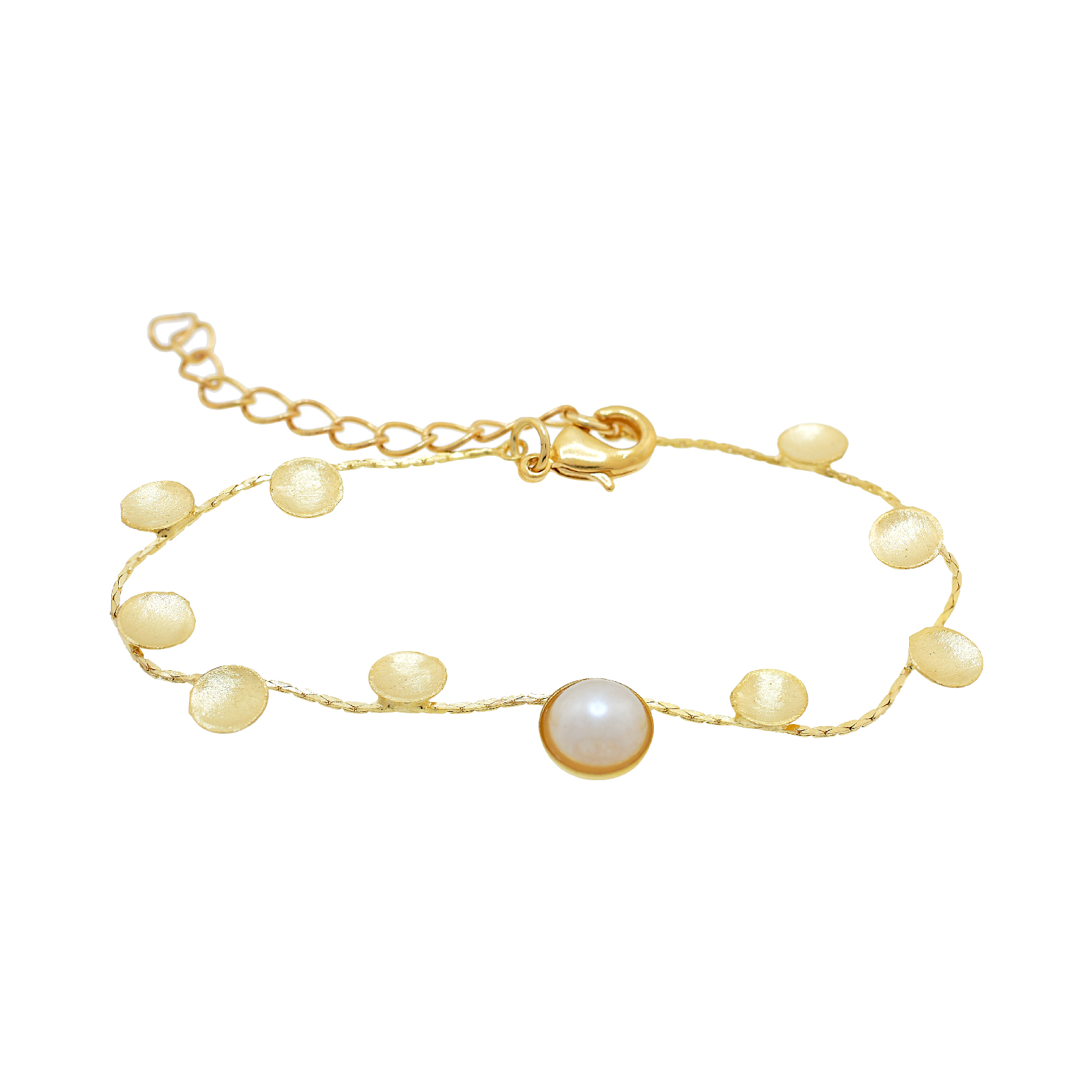 Pulsera con perla y plaquitas