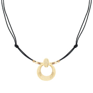 18K gold-plated leather necklace