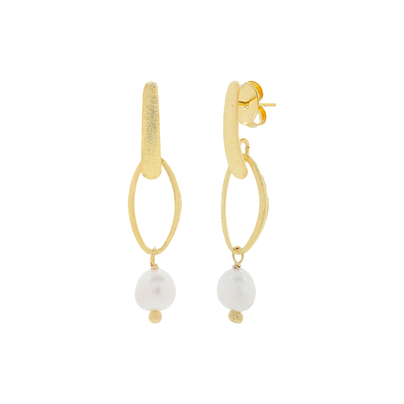 Pendiente oval con perla