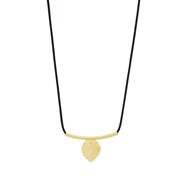 Leaf necklace with 18K gold-plated leather