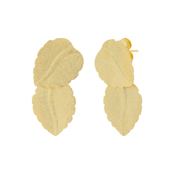 Pendiente hojas chapado oro 18Ktes