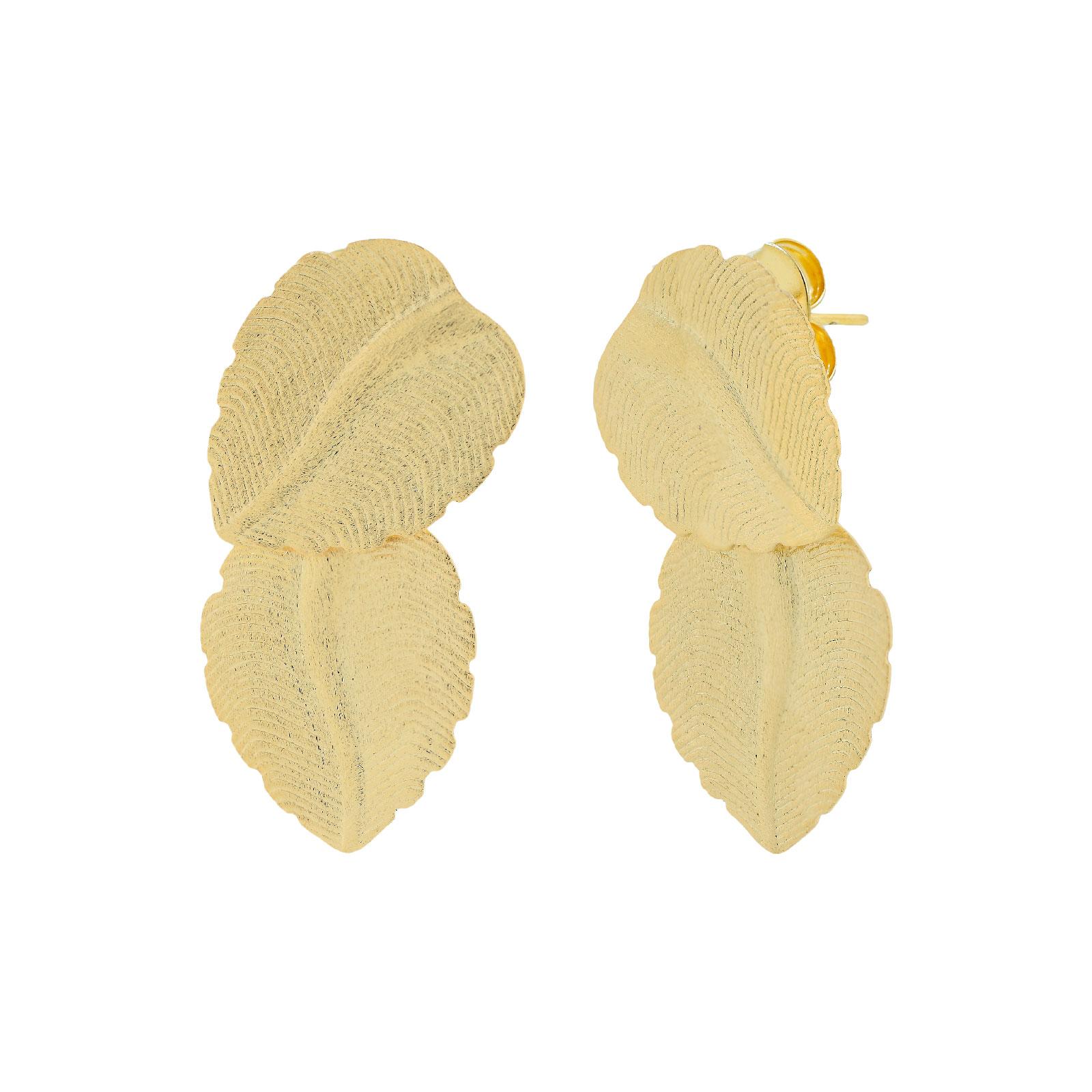 Pendiente hojas chapado oro 18Ktes