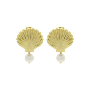 Large Shell and Pearl Earring
