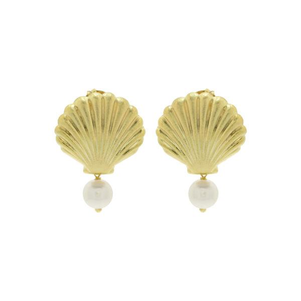 Large Shell and Pearl Earring