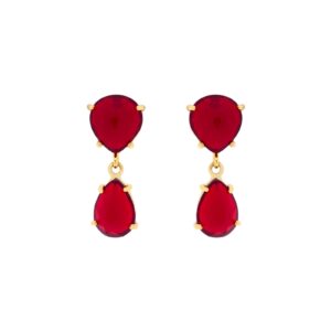 RED DOUBLE SLOPE LAGRIMA faceted crystal gold plated