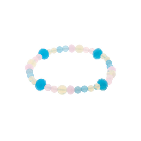 Pulsera elástica rosa multicolor con cristales facetados