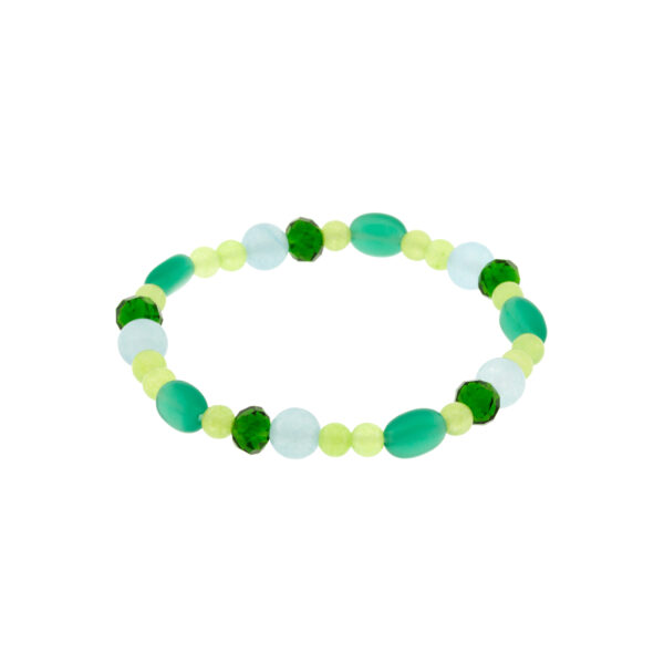 Pulsera elástica verde multicolor con cristales facetados