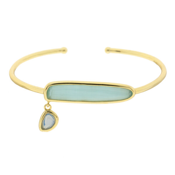 Pulsera chapada en oro con colgante cristal facetado