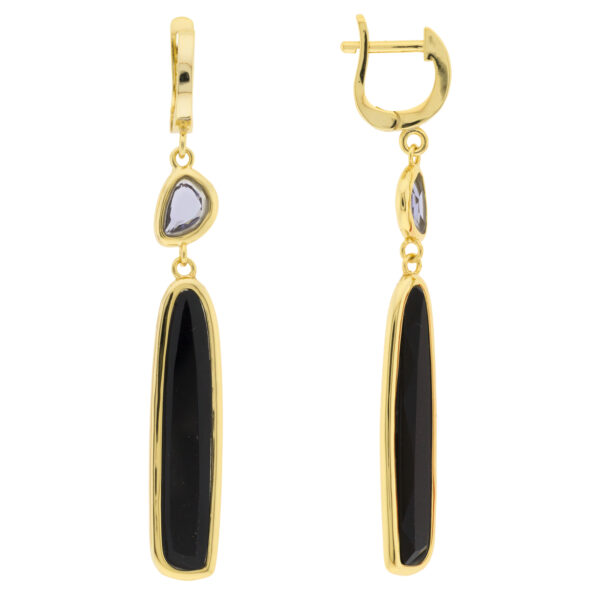 Faceted Crystal Plated Long Earring Hoop