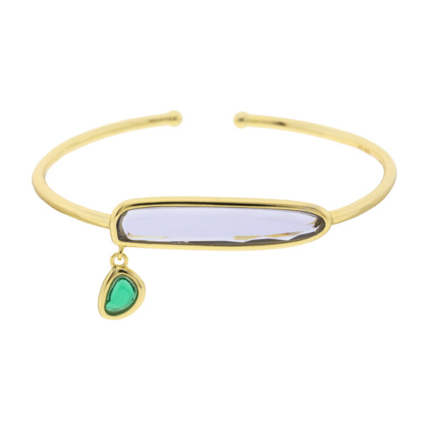 Pulsera chapada en oro con colgante cristal facetado