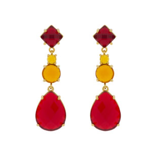Plated earring 4 pieces of faceted crystal