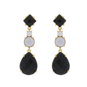 Plated earring 4 pieces of faceted crystal