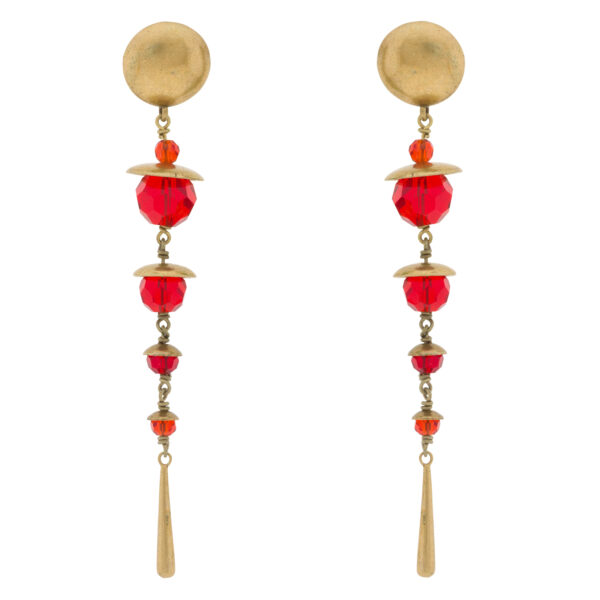 Pendiente vintage con chapado oro antique y cristal