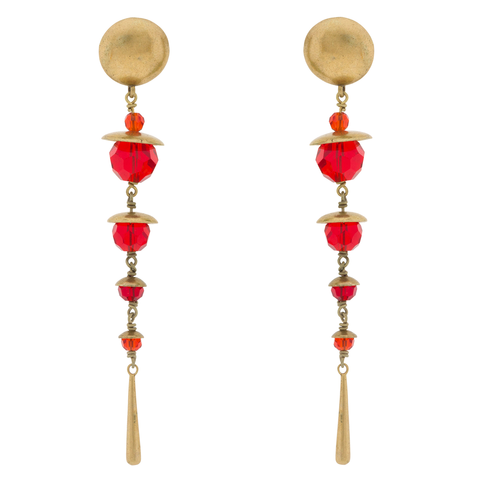 Pendiente vintage con chapado oro antique y cristal