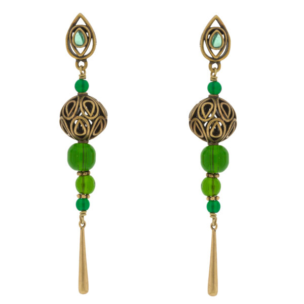 Vintage earring with antique gold plated and crystal