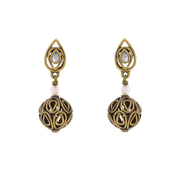 Pendiente vintage con chapado oro antique y cristal