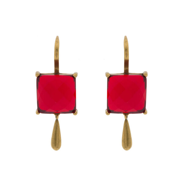 Pendiente vintage con chapado oro antique y cristal