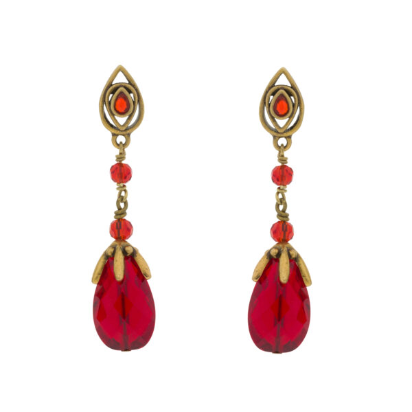 Vintage earring with antique gold plated and crystal
