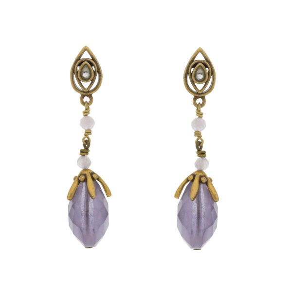 Vintage earring with antique gold plated and crystal