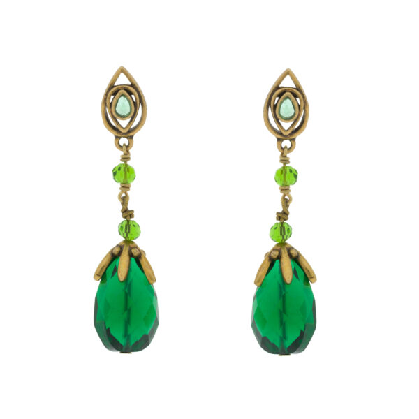 Vintage earring with antique gold plated and crystal
