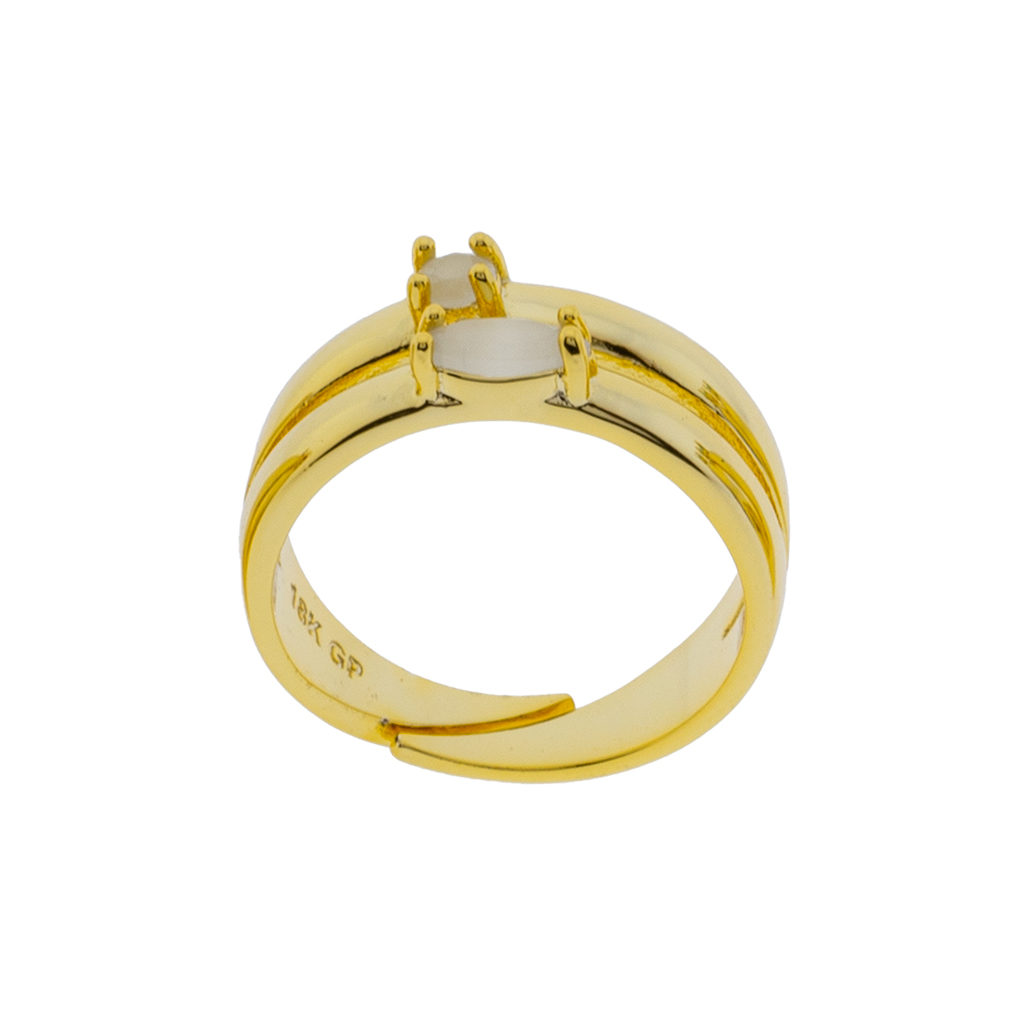 ANILLO UNIVERSAL CON CRISTAL CHAPADO ORO