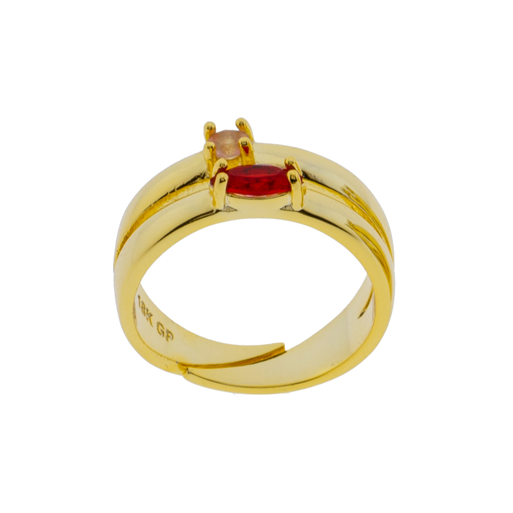 Universal Ring with Gold-Plated Crystal