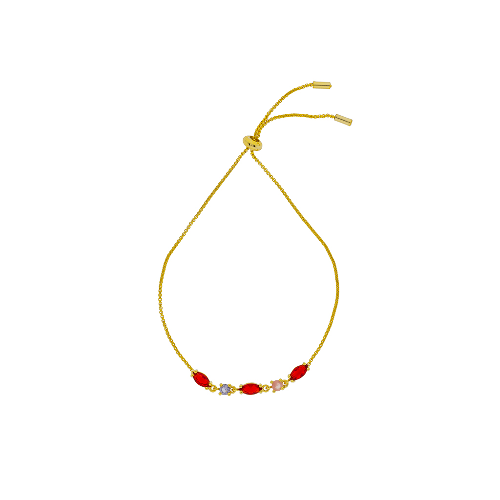 Bracelet with Adjustable Chain and Faceted Crystal