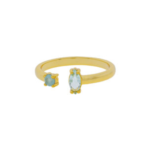 Universal Size Ring with Gold-Plated Crystal