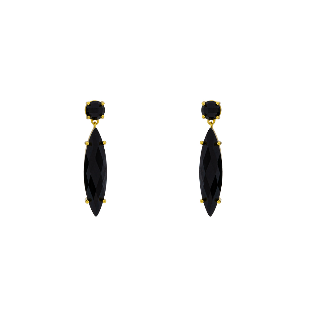 Earring with Two Crystal Pieces