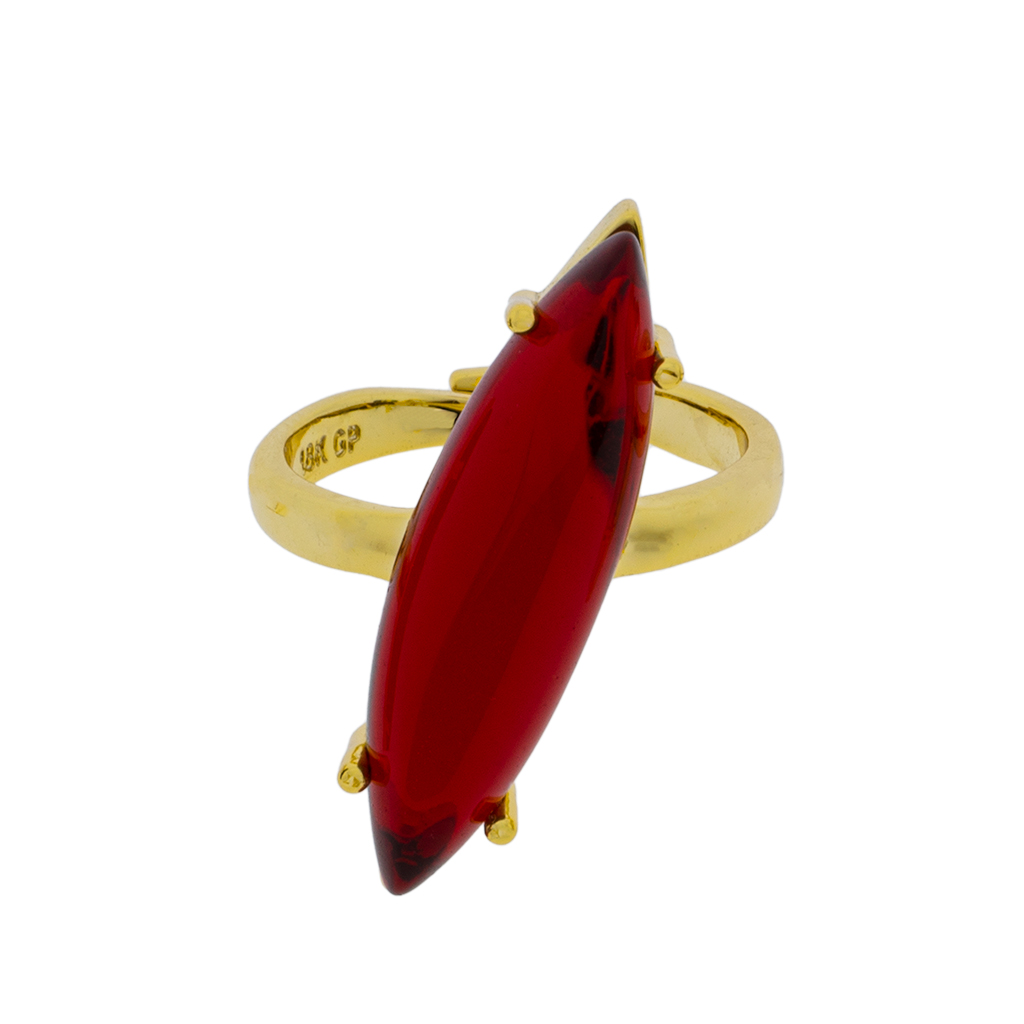 Universal Size Ring with Gold-Plated Crystal