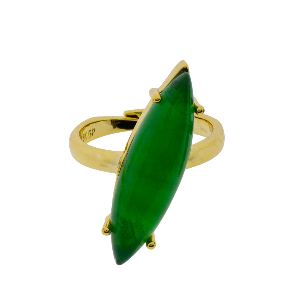 Universal Size Ring with Gold-Plated Crystal