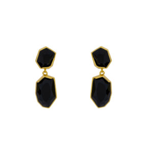 Double Earring with Asymmetrical Gold-Plated Crystal