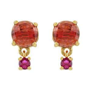 ROUND DOUBLE CRYSTAL EARRING AND GOLD PLATED
