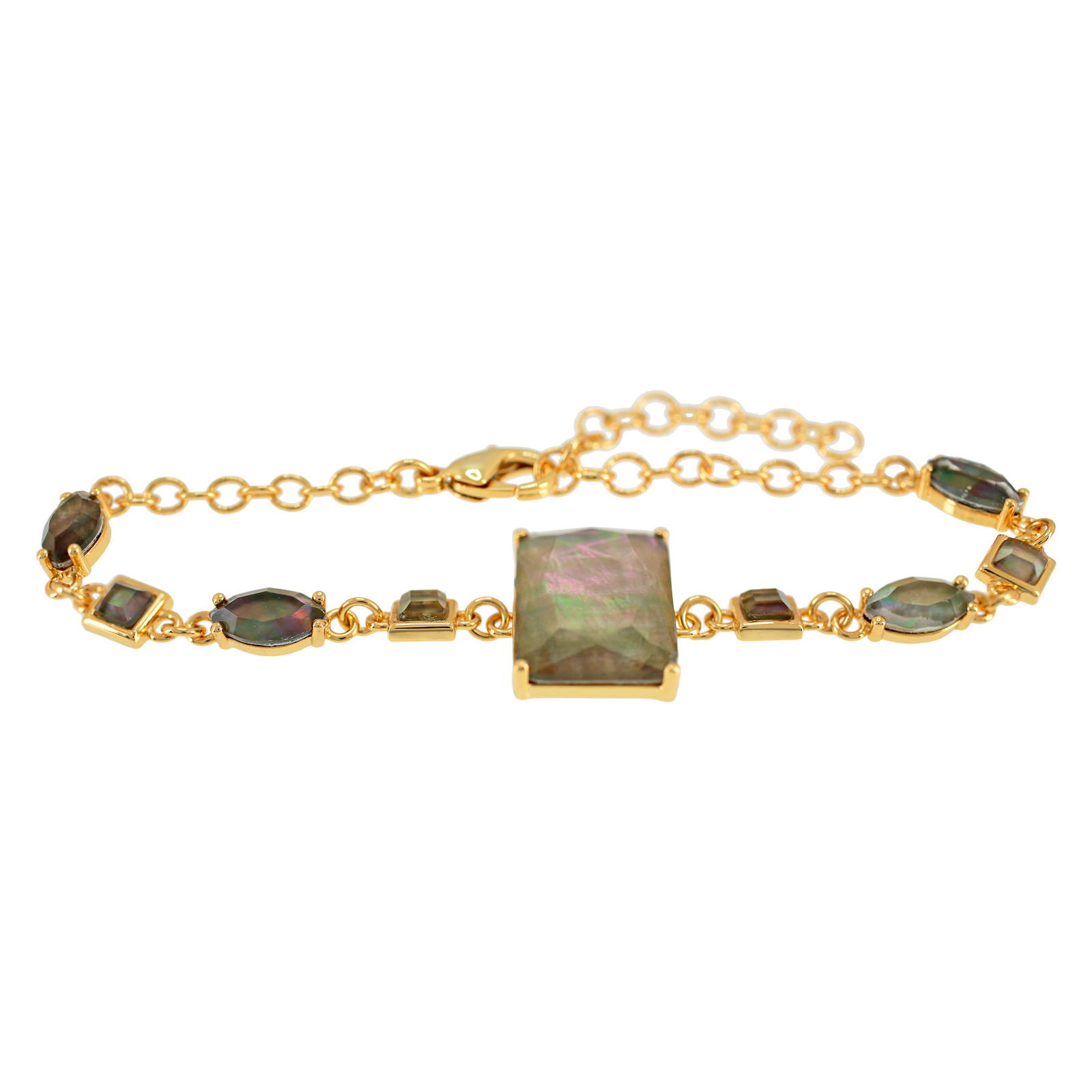PULSERA FANTASÍA  CON CRISTALES FACETADOS