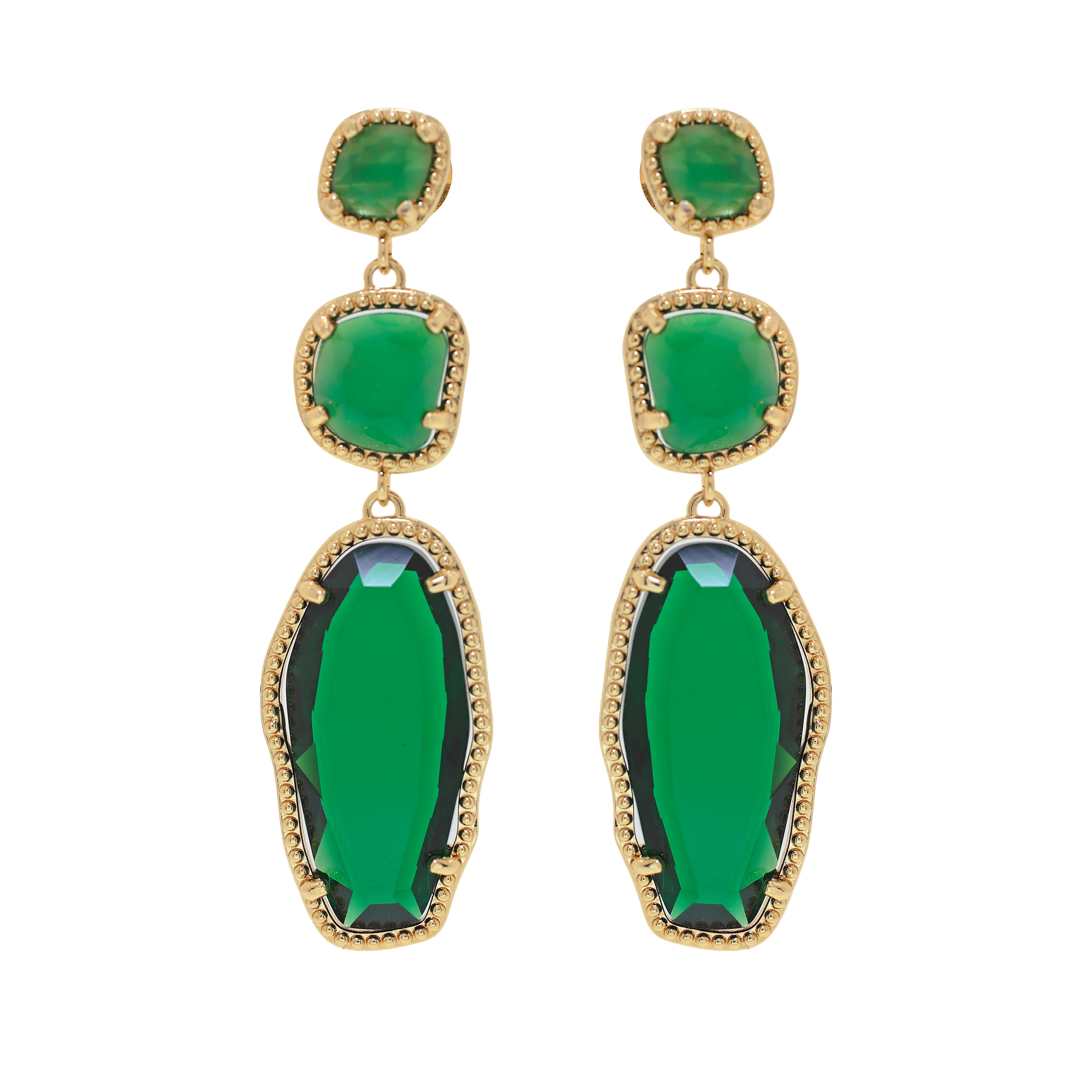 Pendiente con cristal verde  facetado