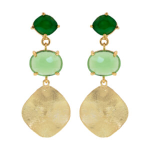 Earring with crystal and handmade plating in 18kts.